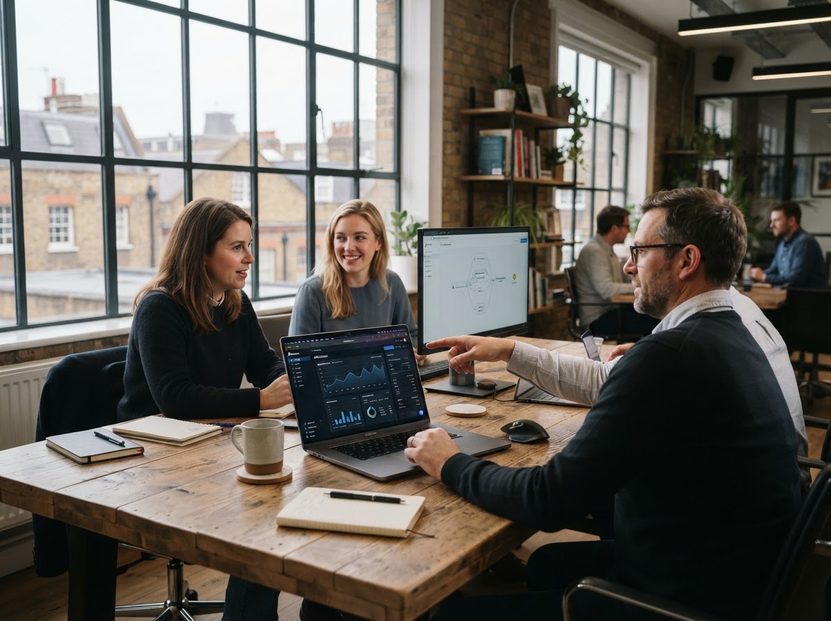 Cape Renditon analyst reviewing AI-generated market data on a laptop